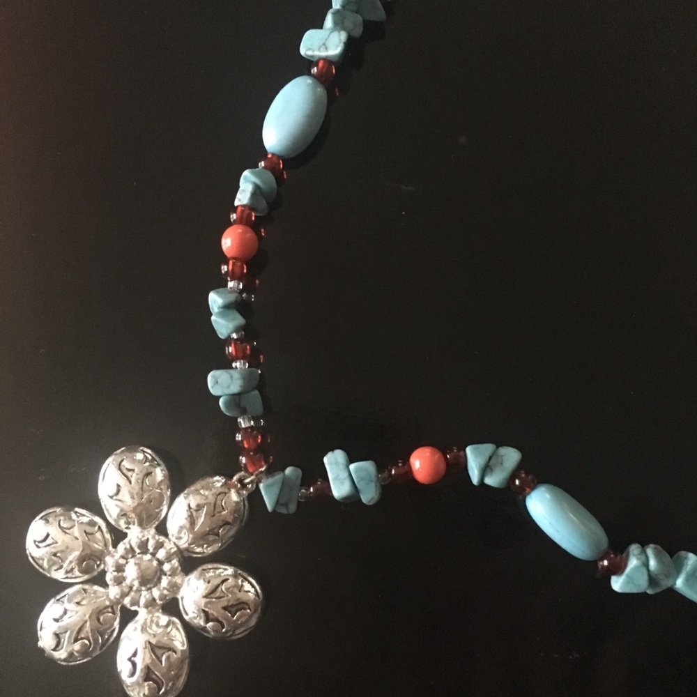 Southwestern turquoise & stone necklace, adorable